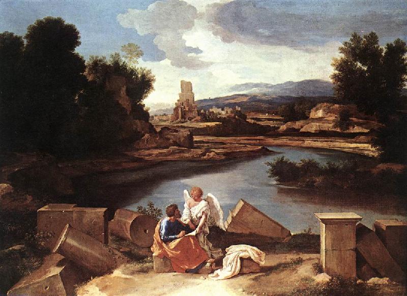 Nicolas Poussin Landscape with St Matthew and the Angel France oil painting art